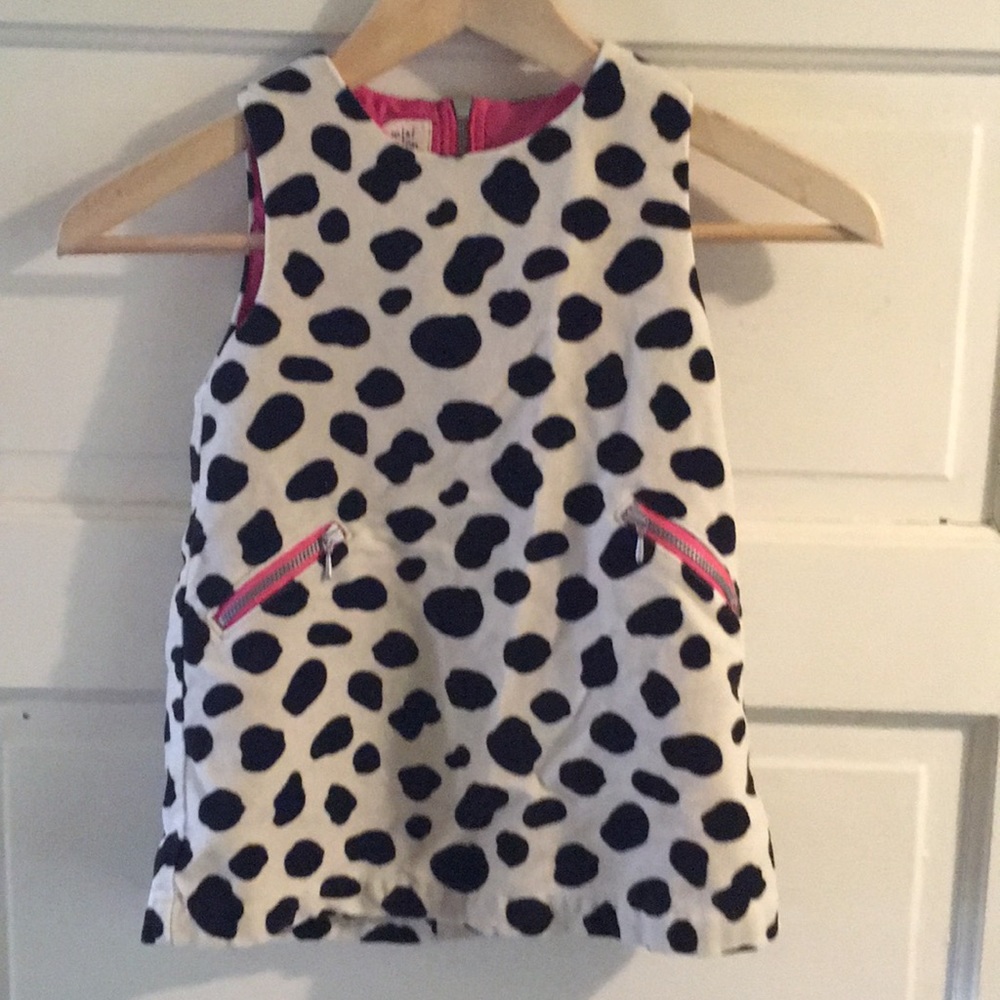 Girls cow print romper dress with front pockets